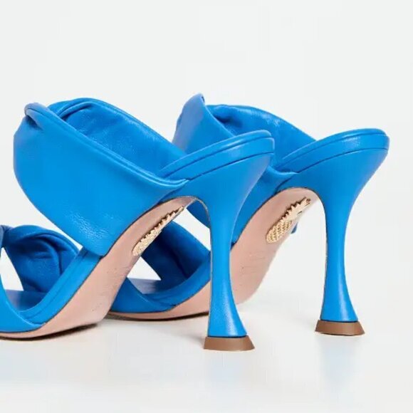 New Aquazzura Twist Leather 95mm Slip On Turquoise Mule Sandals 7.5 US - Picture 7 of 16